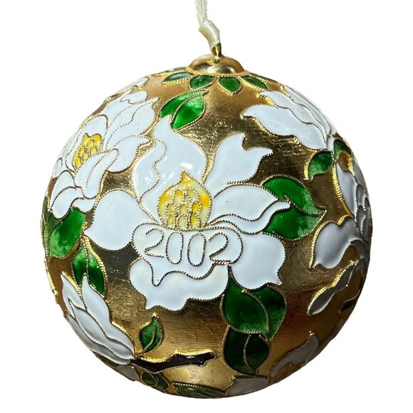 Cloisonné Ornament 2002 Dillards Christmas Tree Decor Red Velvet Box Included - Picture 2 of 12